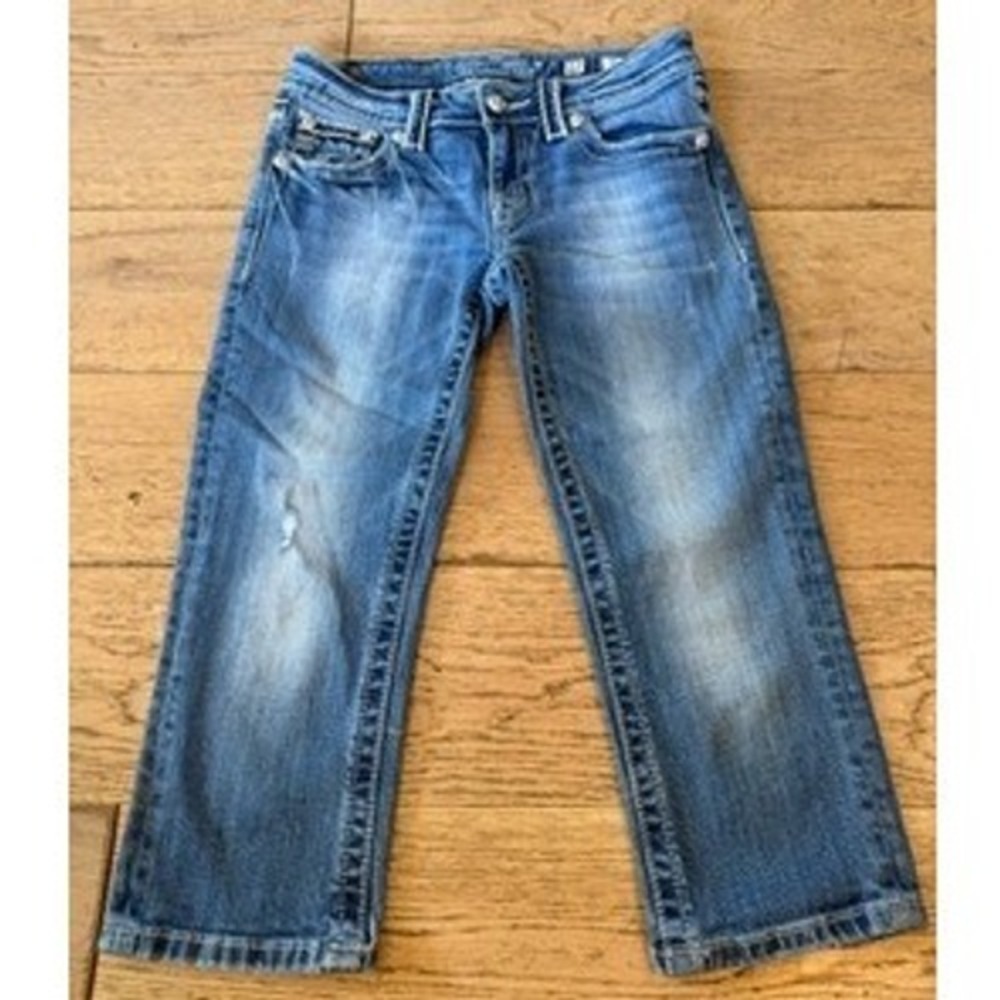 Miss Me Cropped Jeans 27 Blue Excellent JP5182P Embellished Capris (1690)